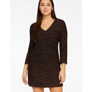 NWT Taylor V Neck Metallic Knit Shift Dress Size 6
